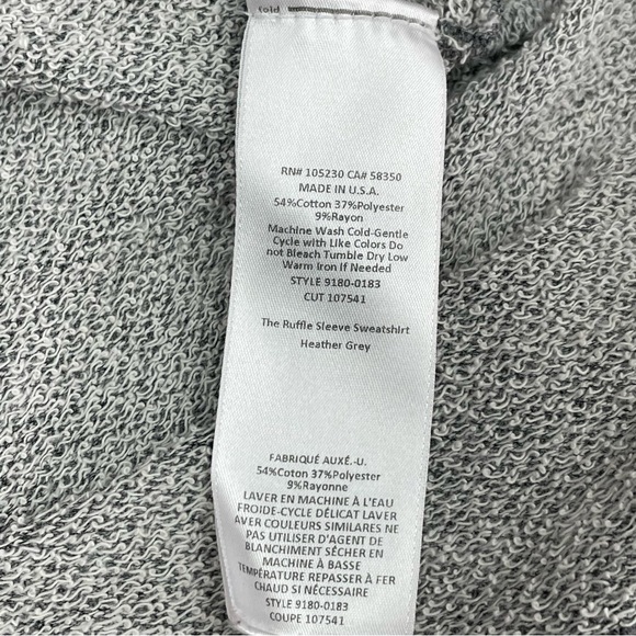 Current/Elliott The Ruffle Sleeve Sweatshirt in Heather Grey Size 2; US Medium - Picture 13 of 16